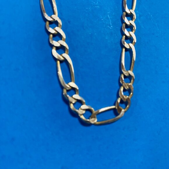 Estate Sale 925 Sterling Silver Vintage Necklace Figaro Links Chain 18" - Picture 6 of 14